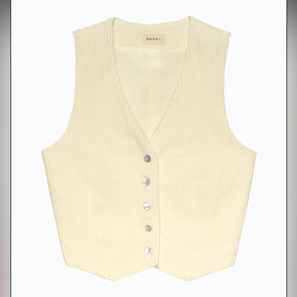 New Donni Cord Vest In Cream